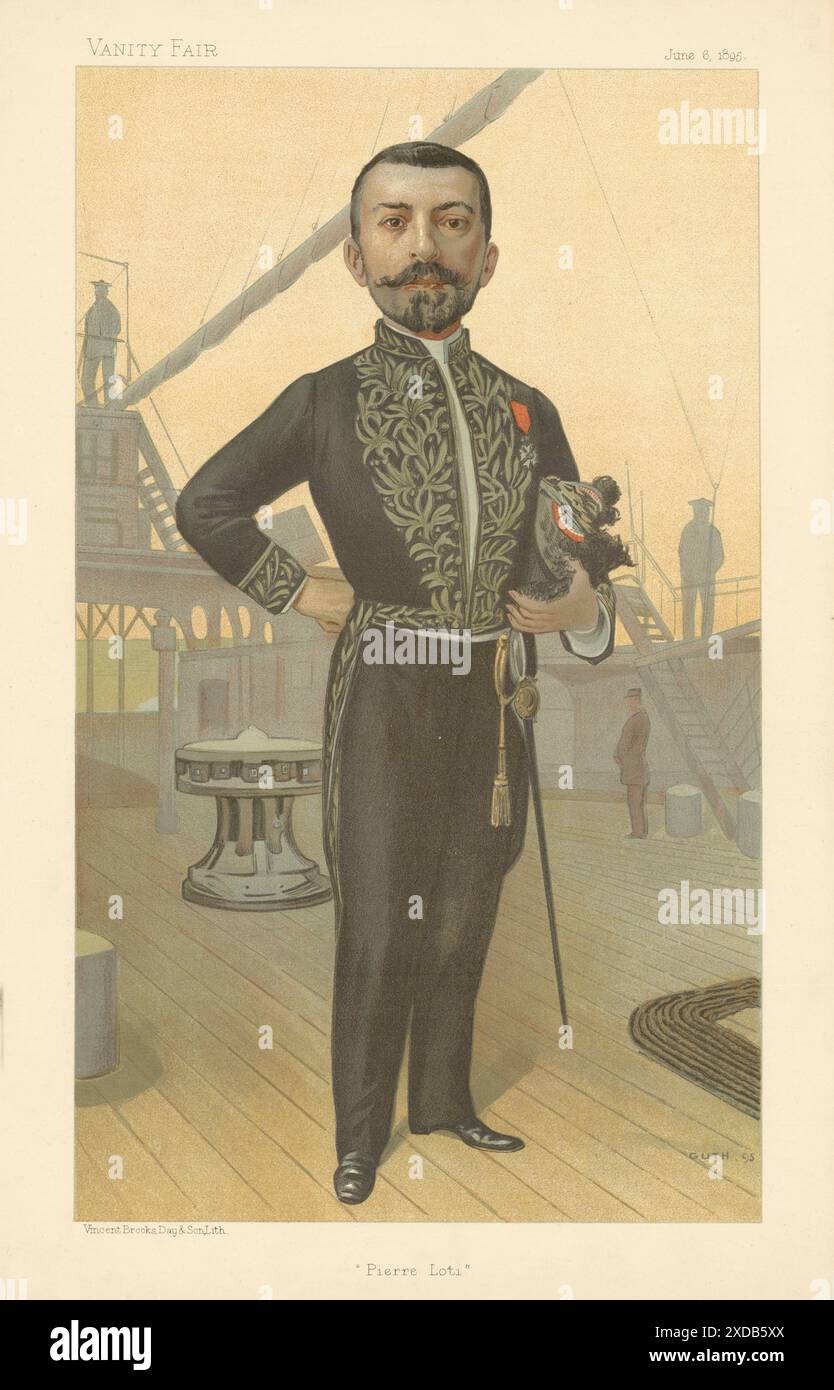 VANITY FAIR SPY CARTOON Louis Marie-Julien Viaud 'Pierre Loti' écrivain. GUTH 1895 Banque D'Images