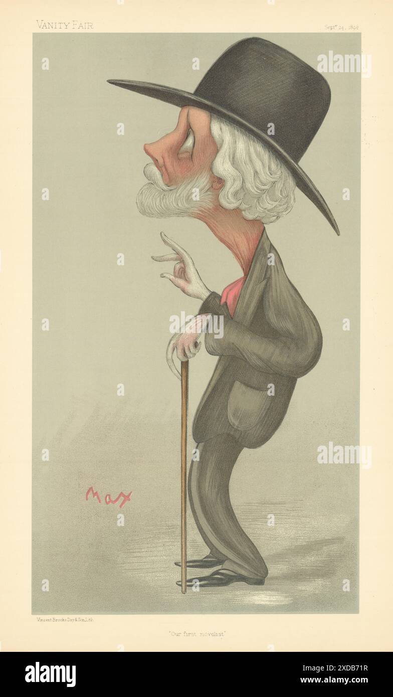 LE DESSIN ANIMÉ DE L'ESPION VANITY FAIR George Meredith « notre premier romancier » par Max. Poète 1896 Banque D'Images