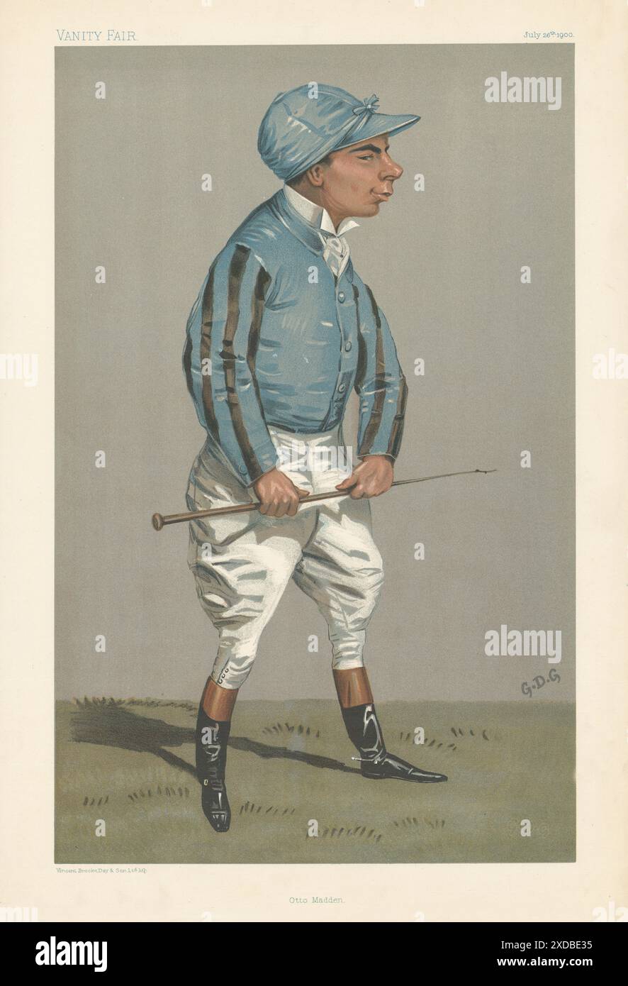 VANITY FAIR SPY DESSIN ANIMÉ Otto Madden. Jockeys. Par GDG 1900 ancienne impression antique Banque D'Images