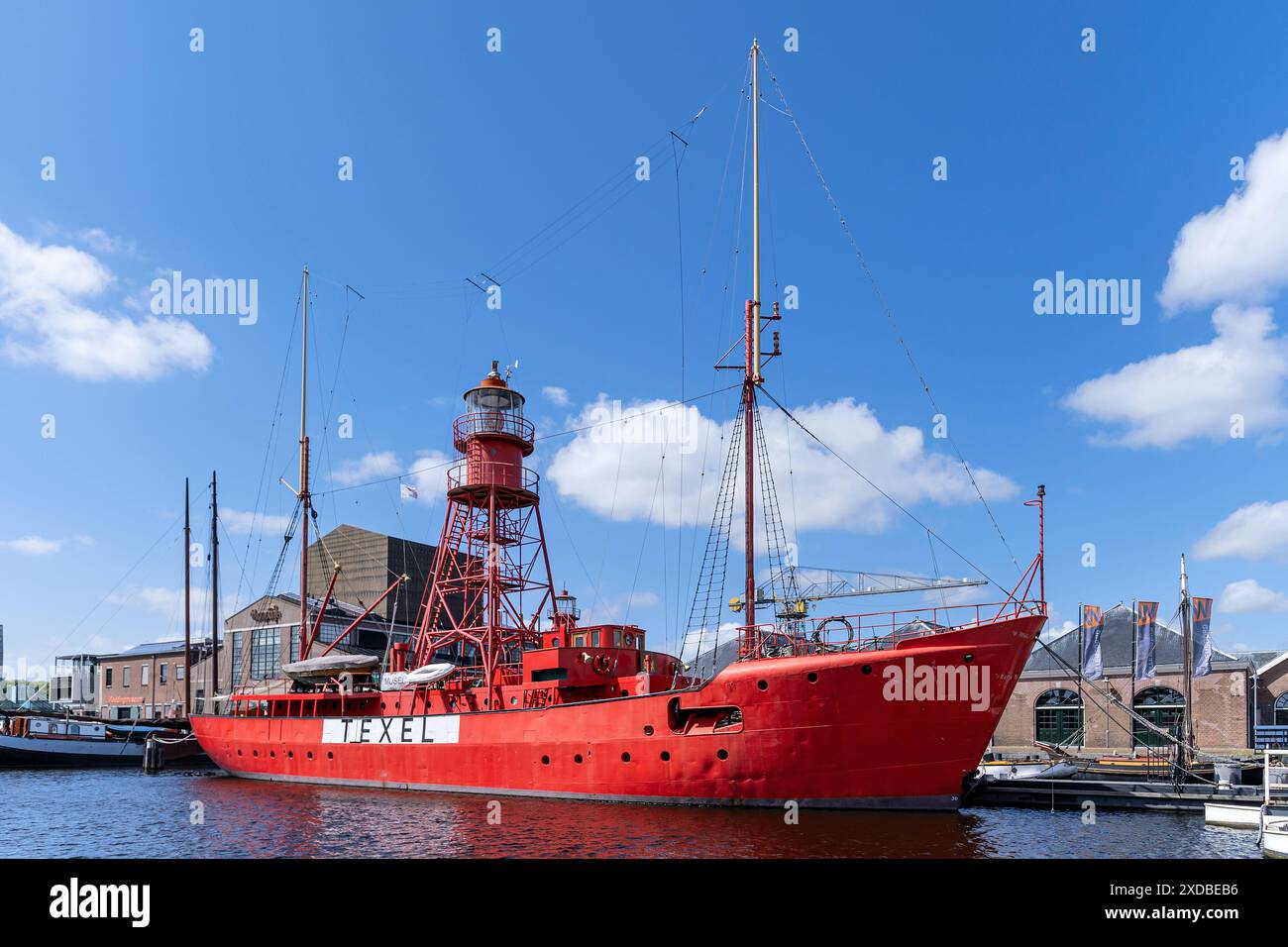 Navire phare du musée Texel No. 10 dans le port de Den Helder, pays-Bas Banque D'Images