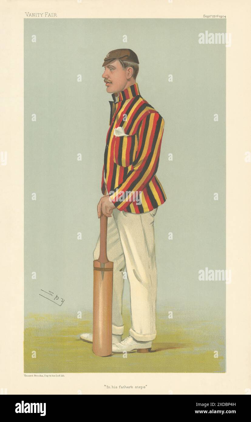 LE DESSIN ANIMÉ de L'ESPION VANITY FAIR Lord Dalmeny 'dans les pas de son père' Cricket 1904 Banque D'Images