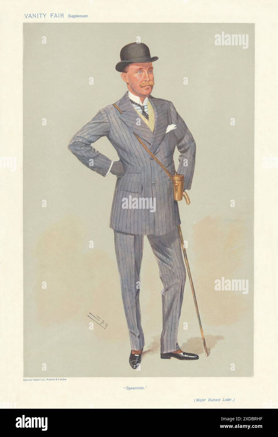 VANITY FAIR SPY CARTOON Eustace Loder 'Spearmint' propriétaire de cheval de course a remporté Derby 1906 Banque D'Images