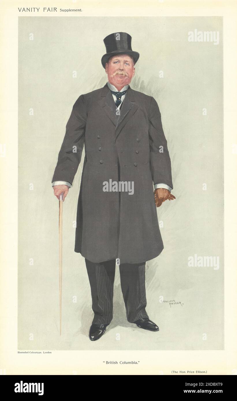 VANITY FAIR SPY CARICATURE Price Ellison 'British Columbia' Canada 1911 Old print Banque D'Images