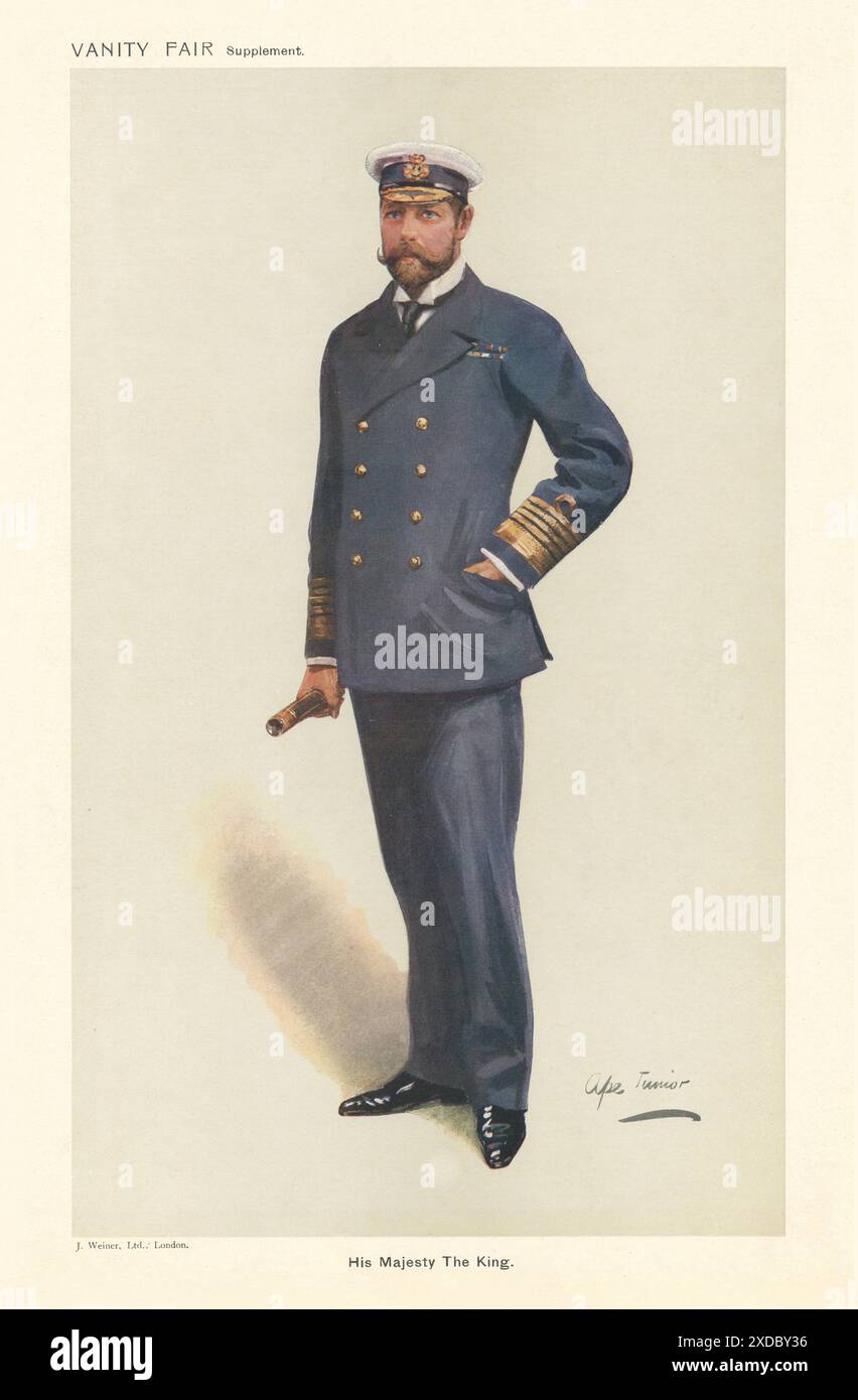 VANITY FAIR SPY CARTOON 'His Majesty the King' George V. APE Junior 1911 print Banque D'Images