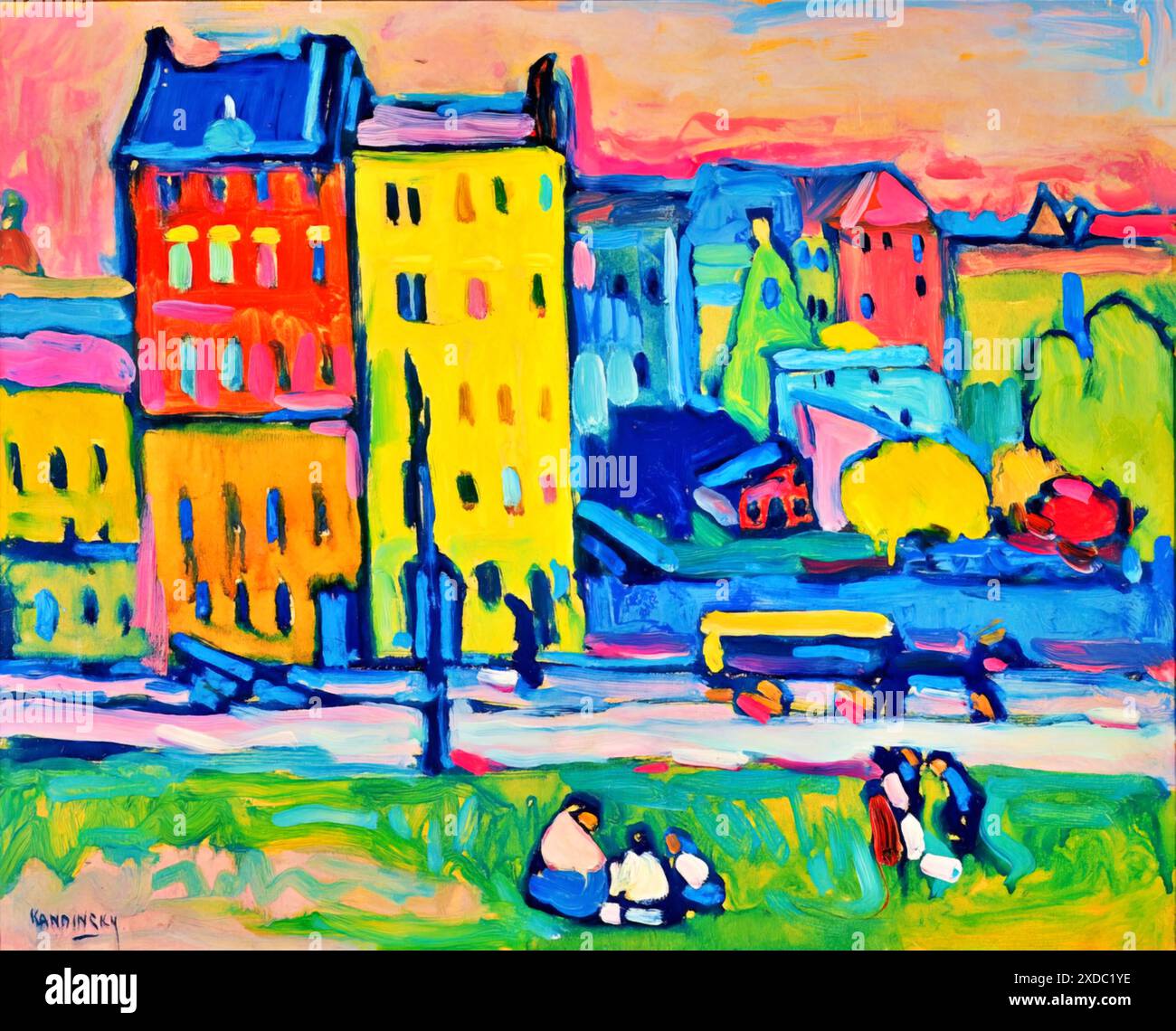 Paysage d'automne avec des bateaux, 1922 (peinture) par l'artiste Kandinsky, Wassily (1866-1944) russe. Illustration de Vecteur