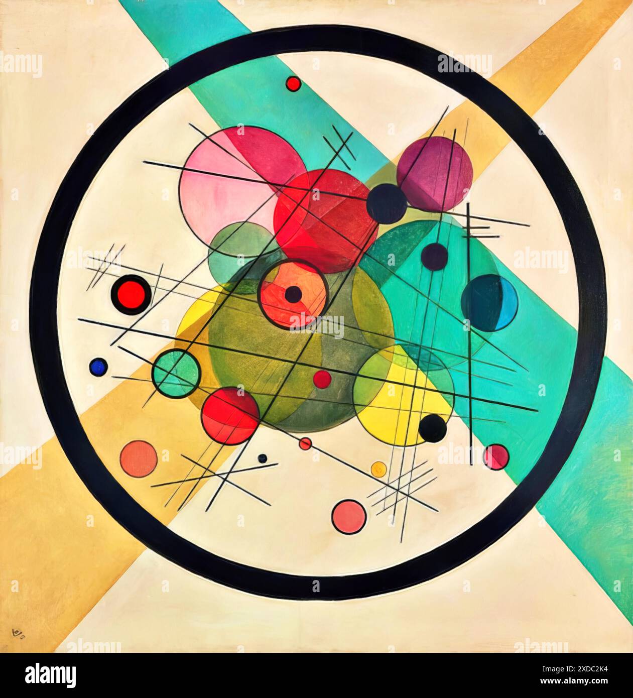 Cercles dans un cercle, 1923 (peinture) par l'artiste Kandinsky, Wassily (1866-1944) russe. Illustration de Vecteur