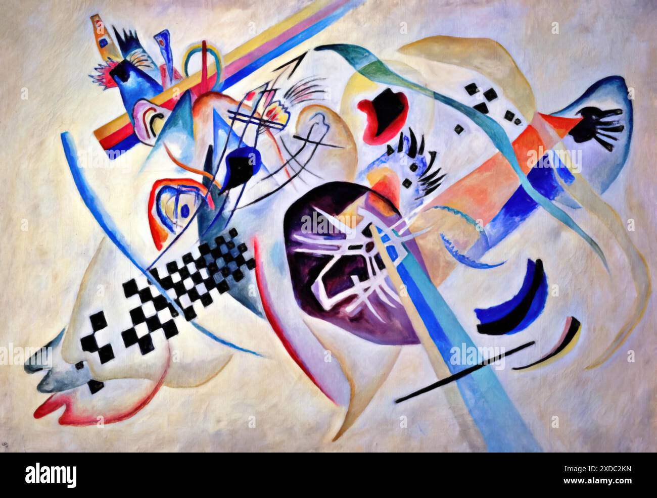 Composition (no 224) sur le blanc, 1920 (peinture) par l'artiste Kandinsky, Wassily (1866-1944) russe. Illustration de Vecteur