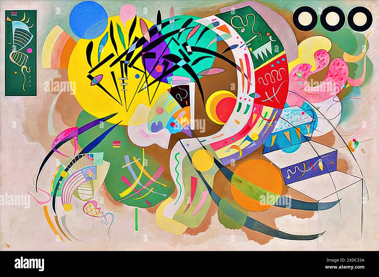 Dominante courbe courbe dominante 1936, (peinture) de l'artiste Kandinsky, Wassily (1866-1944) russe. Illustration de Vecteur
