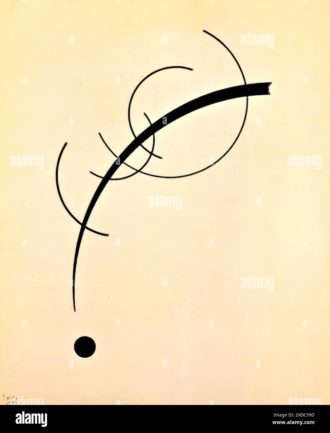 Free Curve to the point - Companing Sound of Geometric Curves, 1925, (peinture) par l'artiste Kandinsky, Wassily (1866-1944) russe. Illustration de Vecteur