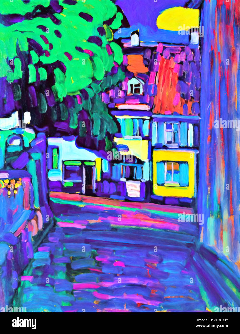 Murnau, maisons dans l'Obermarkt, 1908 (peinture) de l'artiste Kandinsky, Wassily (1866-1944) russe. Illustration de Vecteur