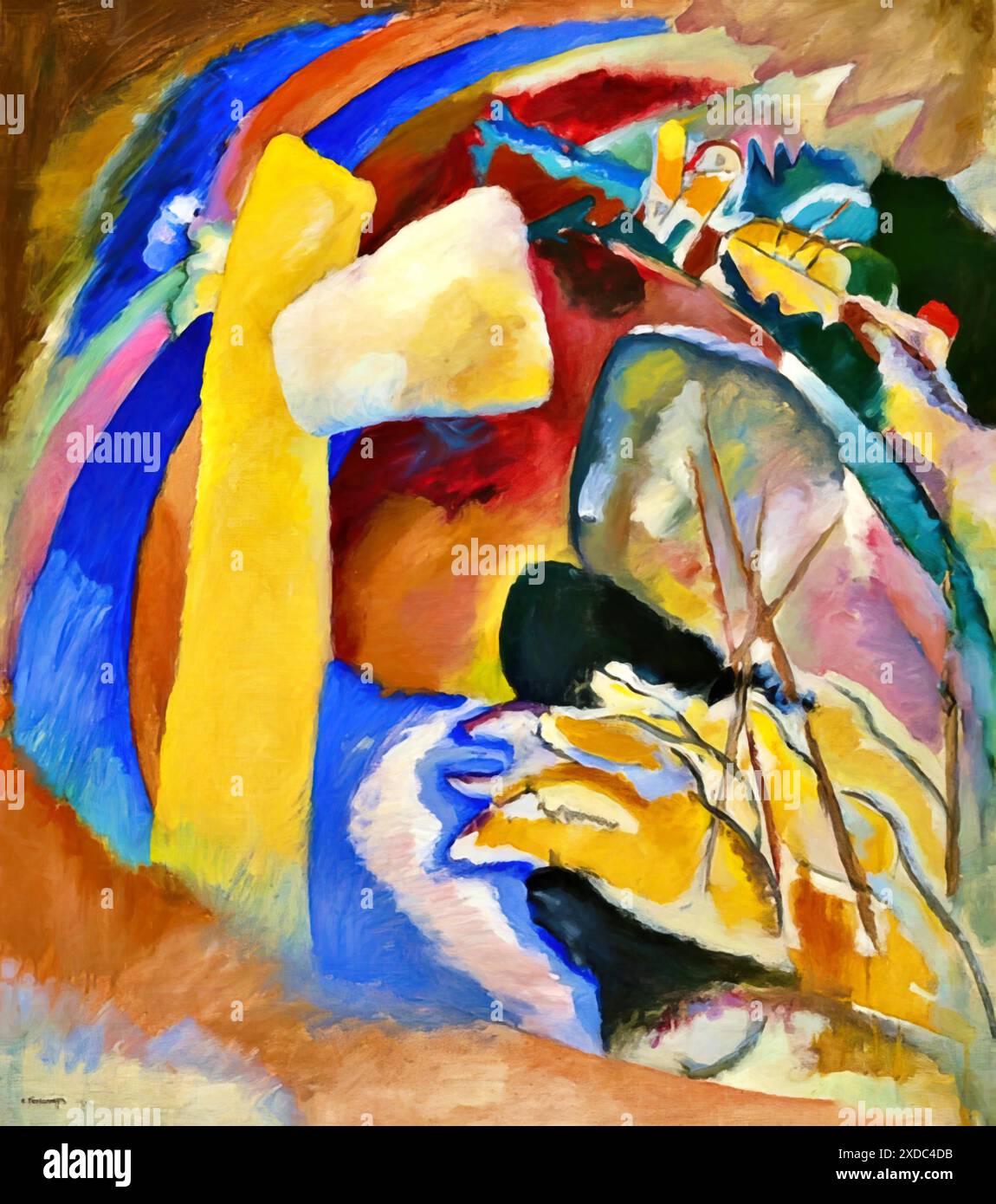 Étude pour peindre avec forme blanche (Entwurf zu Bild mit weier Form) 1913 (peinture) par l'artiste Kandinsky, Wassily (1866-1944) russe. Illustration de Vecteur