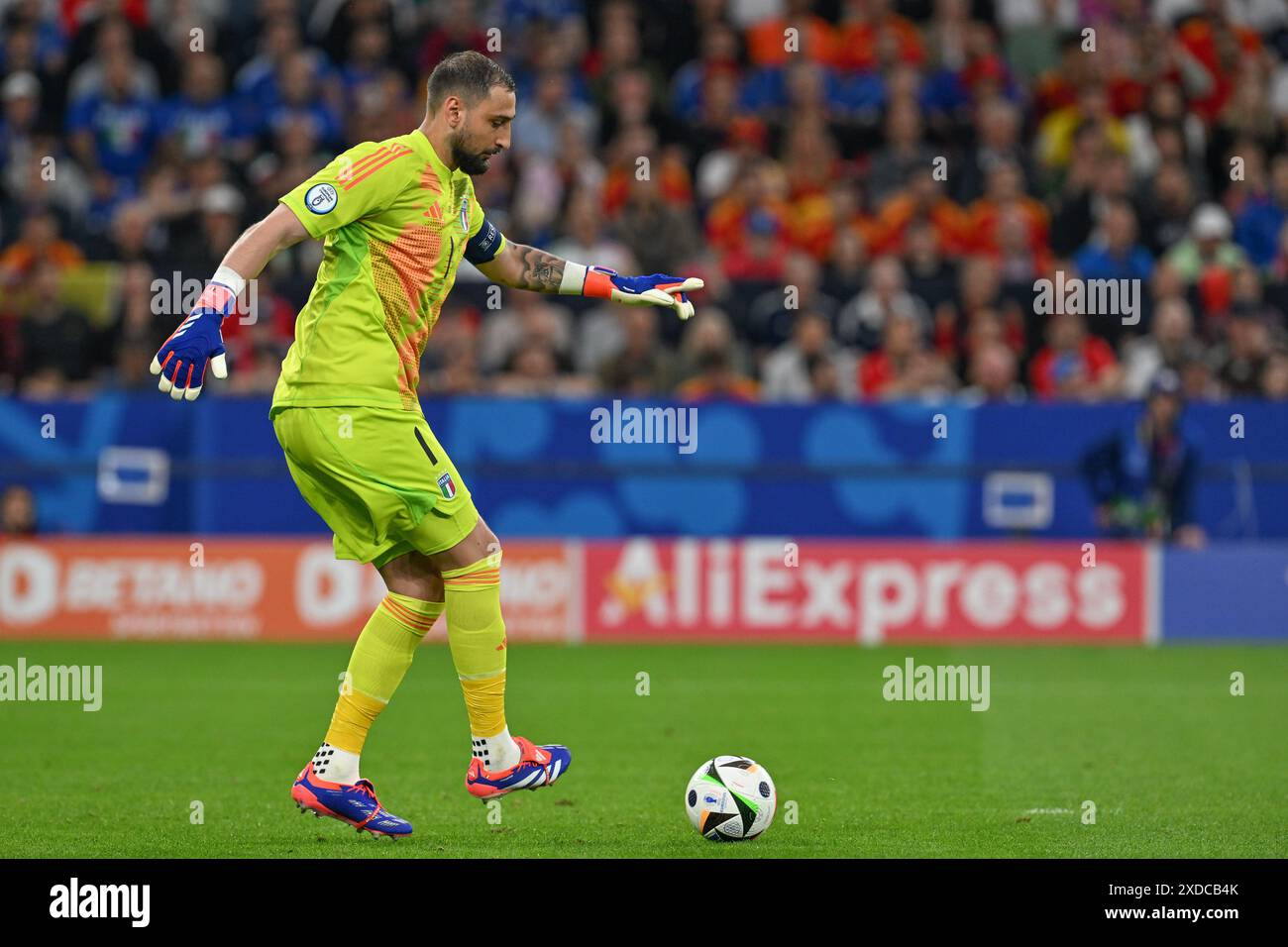 Gelsenkirchen, Allemagne. 20 juin 2024. Le gardien de but italien Gianluigi Donnarumma (1) photographié lors d'un match de football entre les équipes nationales d'Espagne et d'Italie le 2e jour de match du Groupe B dans la phase de groupes du tournoi UEFA Euro 2024, le vendredi 20 juin 2024 à Gelsenkirchen, Allemagne . Crédit : Sportpix/Alamy Live News Banque D'Images