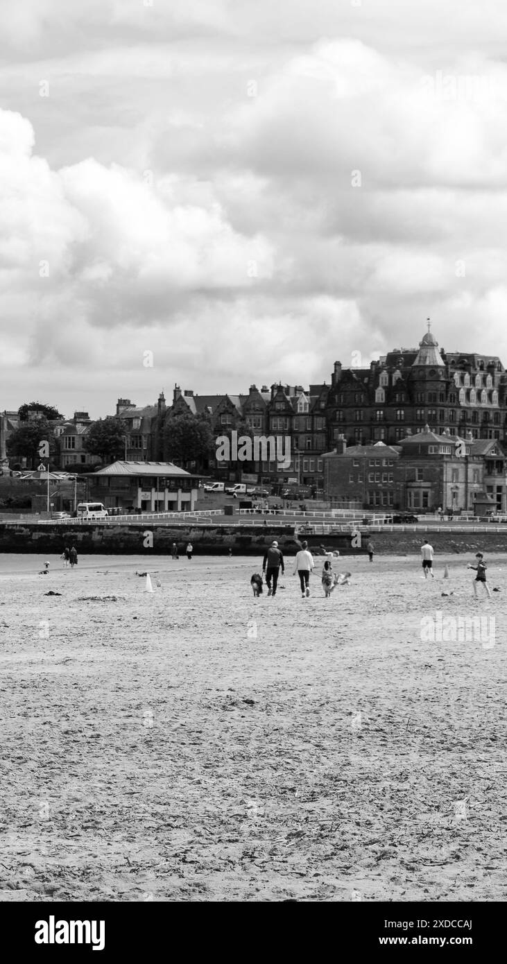 les gens marchant sur la plage pendant une journée ensoleillée Banque D'Images
