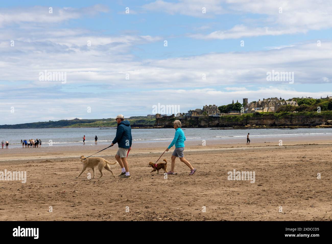 les gens marchant sur la plage pendant une journée ensoleillée Banque D'Images