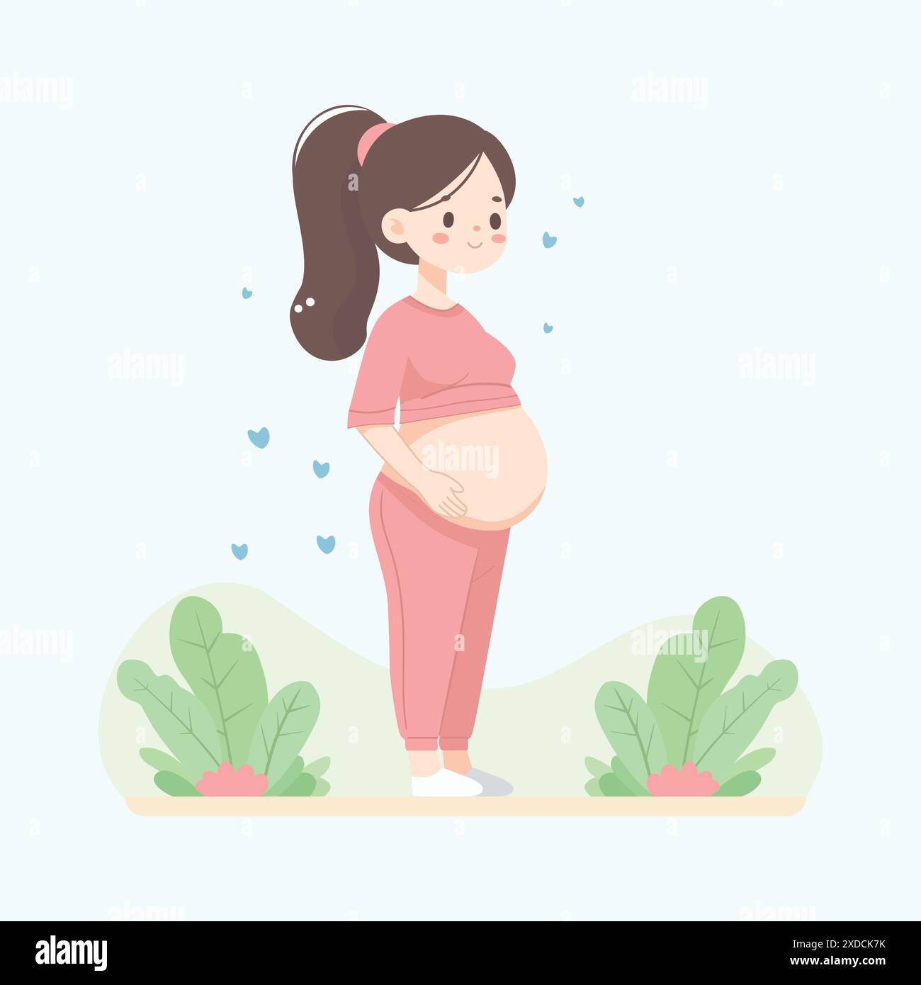 Illustration plate vectorielle de femme enceinte heureuse Illustration de Vecteur