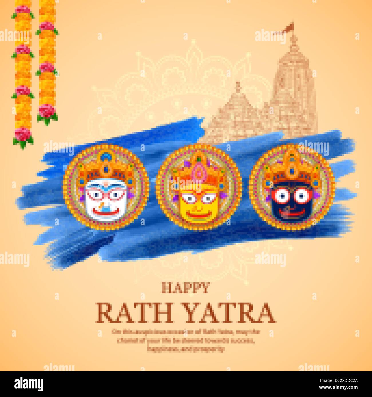 Lord Jagannath, Balabhadra et Subhadra sur Ratha Yatra annuel dans le contexte du festival Odisha Illustration de Vecteur