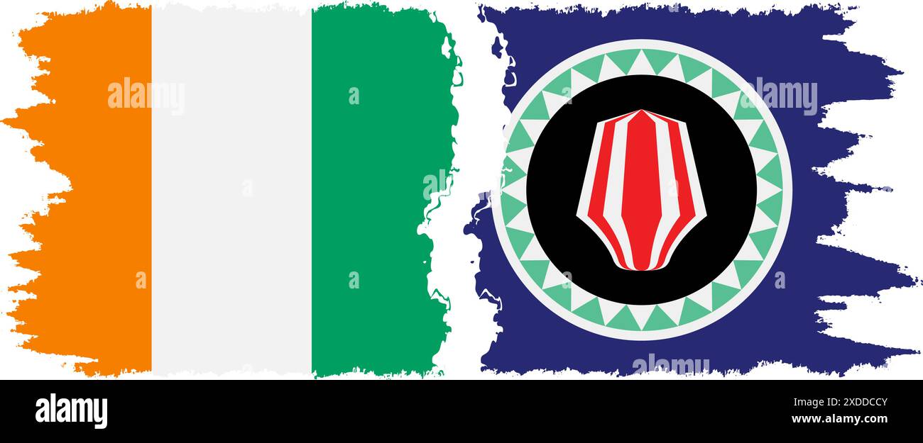 Connexion des drapeaux grunge de Bougainville et Côte d'Ivoire, vecteur Illustration de Vecteur