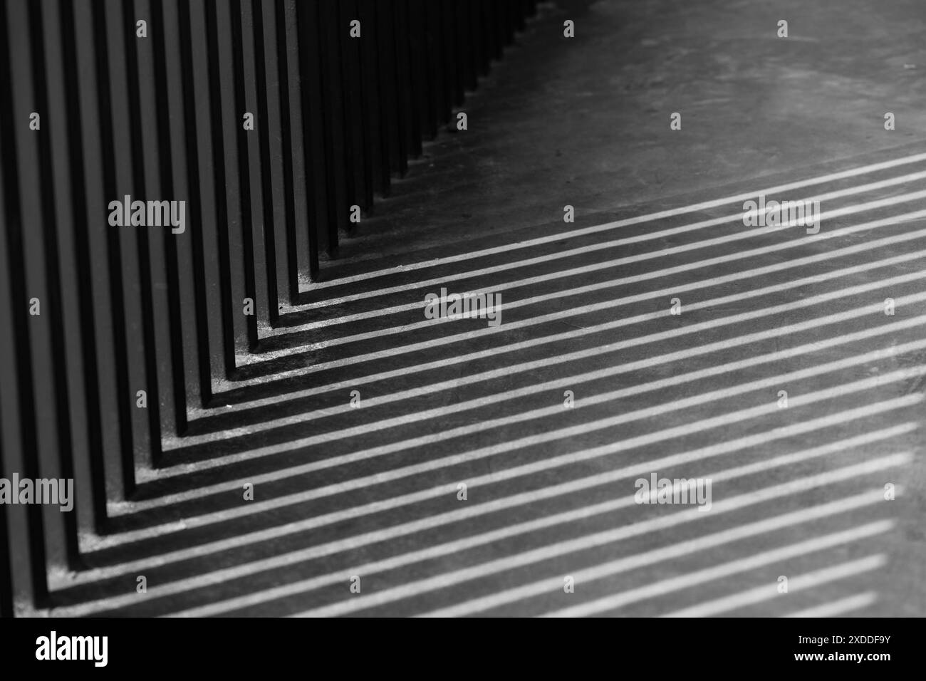 motif abstrait de ligne d'ombre de grille de photographie d'art noir et blanc. Banque D'Images