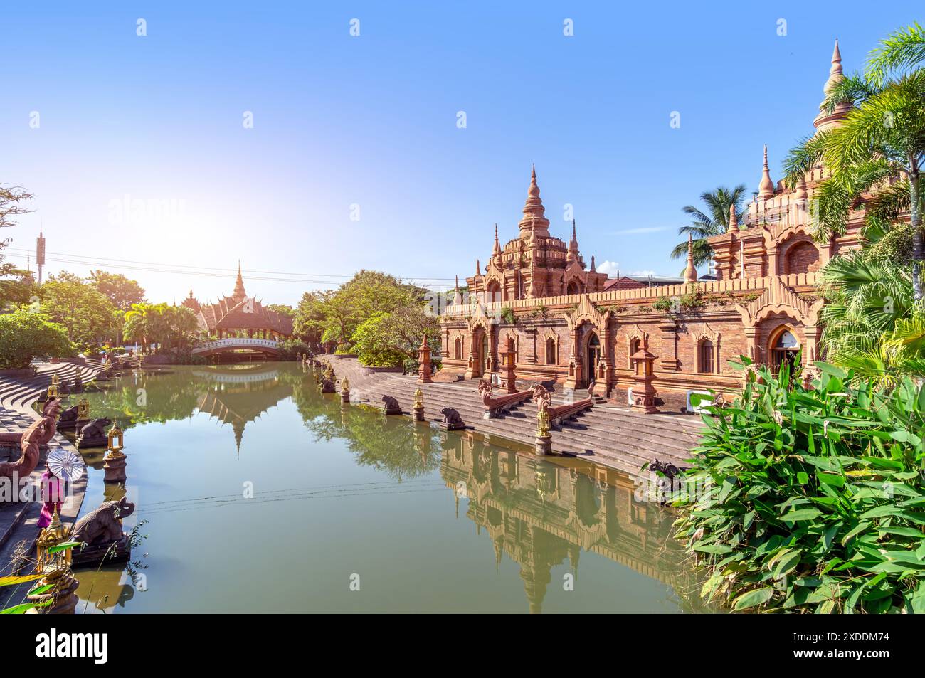 Architecture de style Dai à Xishuangbanna, Yunnan, Chine. Banque D'Images