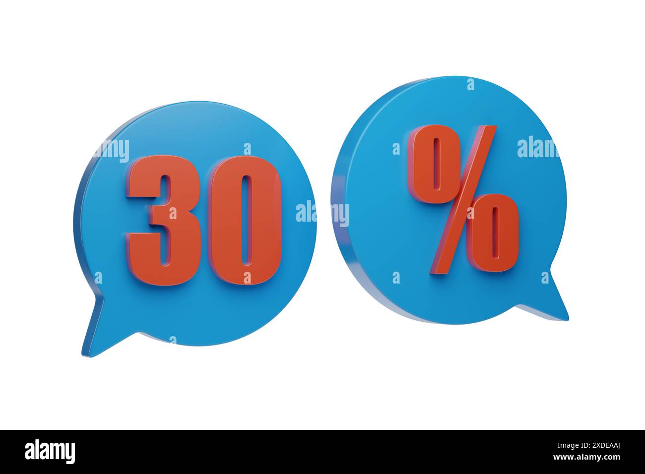 30% ballons de parole isolés sur fond blanc. illustration 3d. Banque D'Images