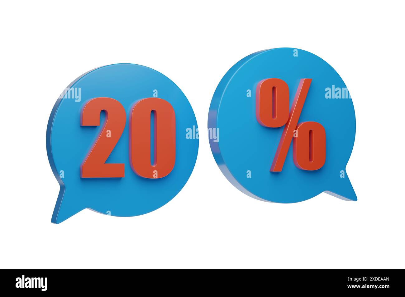 20% ballons de parole isolés sur fond blanc. illustration 3d. Banque D'Images