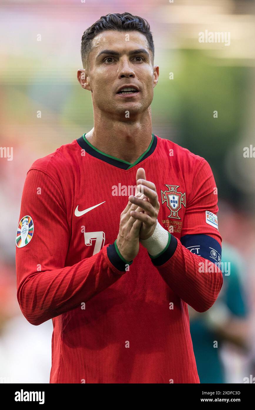 BVB Stadion Dortmund, Dortmund, Allemagne. 22 juin 2024. Euro 2024 Groupe F Football, Turquie contre Portugal ; Cristiano Ronaldo (POR) célèbre sa victoire crédit : action plus Sports/Alamy Live News Banque D'Images