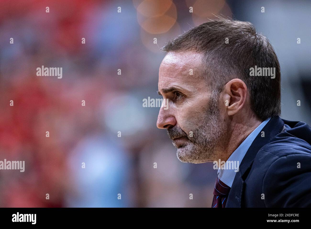 Murcie, Espagne. 12 juin 2024. Basket Ligue espagnole entre UCAM CB vs Real Madrid, troisième match pour le titre de la ligue, au Palacio de los Deport Banque D'Images