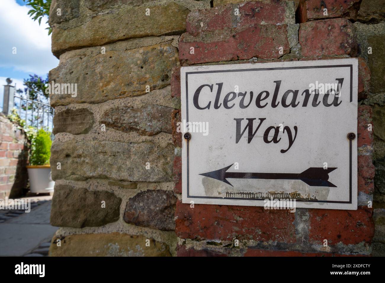 Panneau ou panneau de signalisation de Cleveland Way, North Yorkshire, Angleterre, Royaume-Uni Banque D'Images