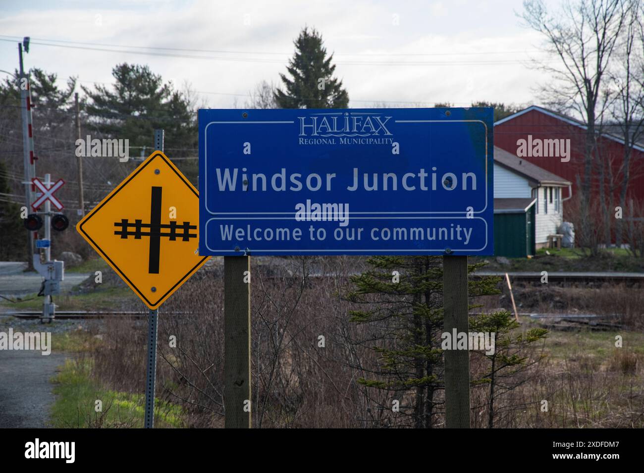 Bienvenue au panneau Windsor Junction sur Windsor Junction Road en Nouvelle-Écosse, Canada Banque D'Images