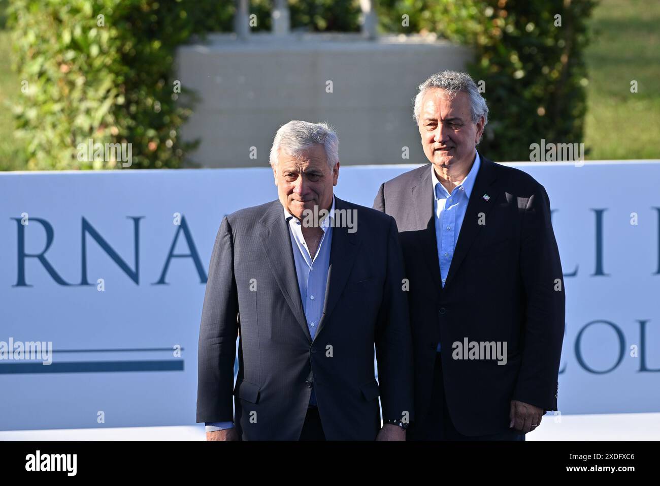 Foro Italico, Rome, Italie. 22 juin 2024. SetteColli natation qualificative olympique, jour 2 ; Antonio Tajani Ministre des Affaires étrangères, Paolo Barelli Président de Fi Credit : action plus Sports/Alamy Live News Banque D'Images