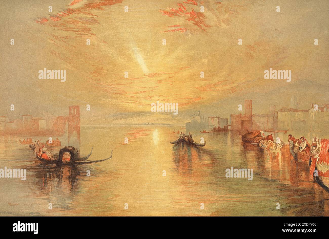 Peinture par Unkown artiste d'après Turner de l'approche de Venise Italie art art tableau du 19ème siècle Banque D'Images