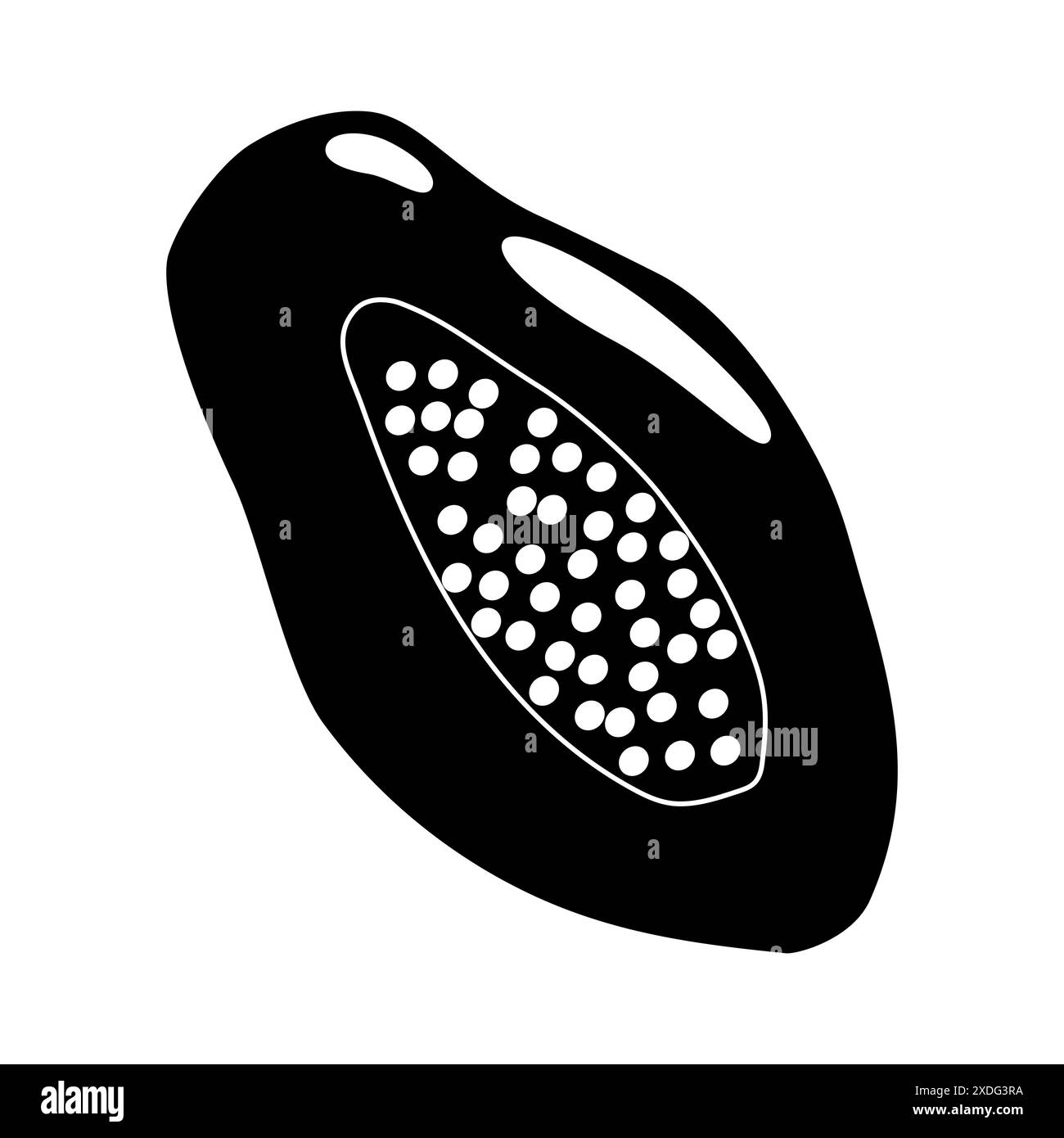 Silhouette noire de fruit de papaye mûr en coupe, illustration vectorielle plate d'icône de glyphe de fruit Illustration de Vecteur