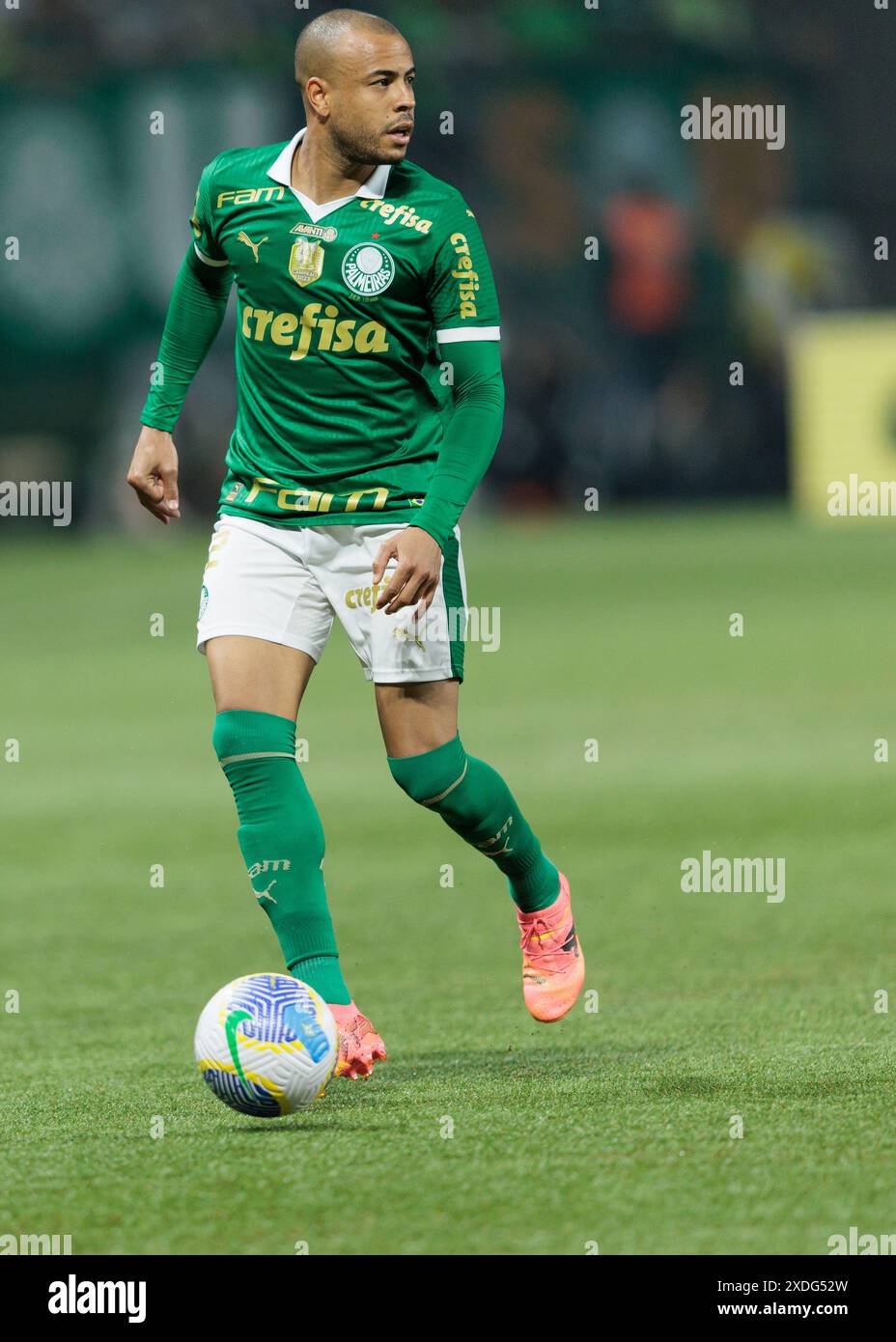 Football - Championnat brésilien - Palmeiras v. Red Bull Bragantino - Allianz Parque, São Paulo, Brésil - 20 juin 2024 Mayke de Palmeiras pendant la Banque D'Images