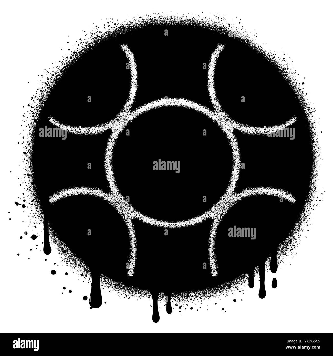 Icône de ballon de football Graffiti peint au pistolet isolé avec un fond blanc. Illustration de Vecteur