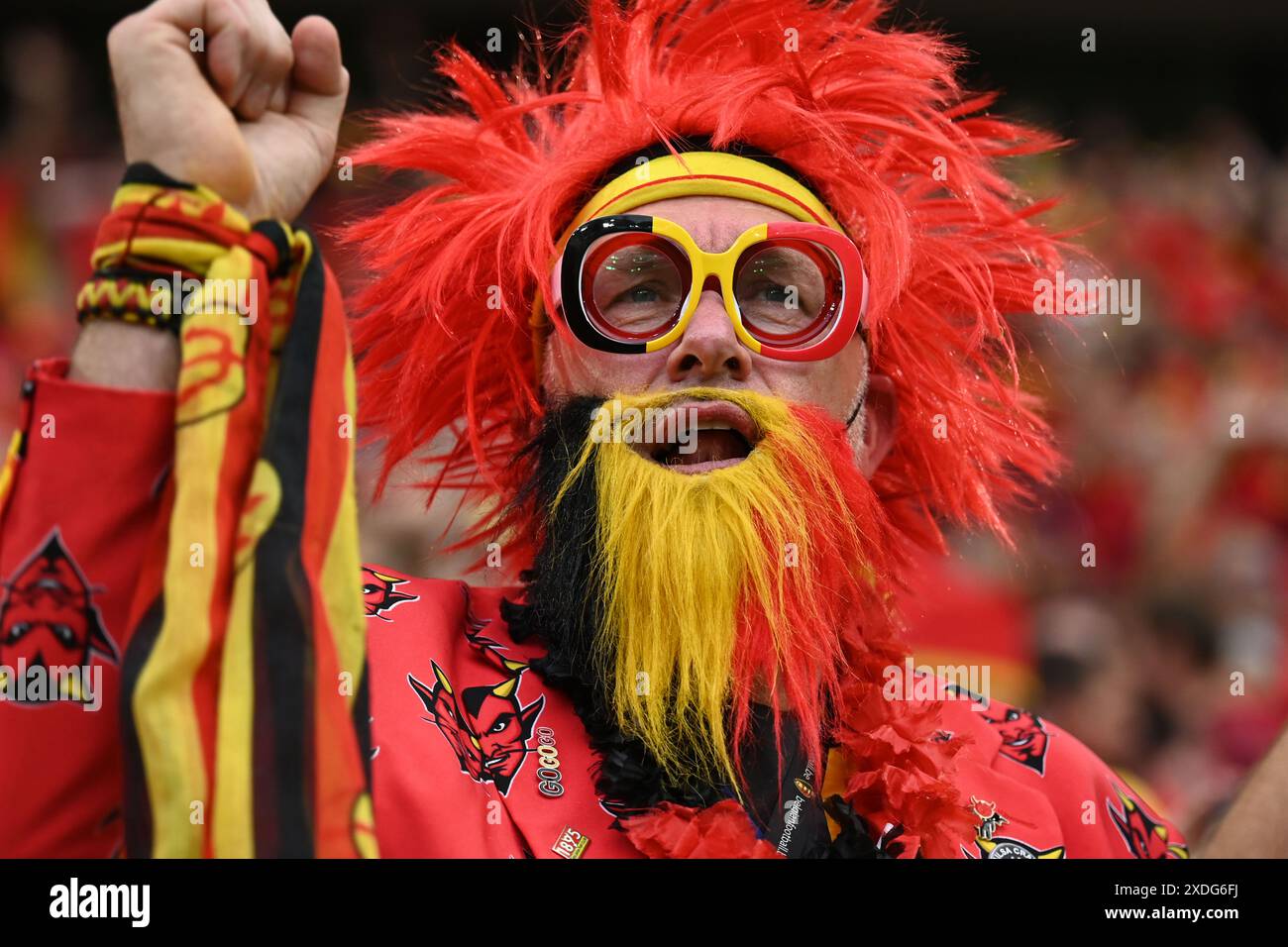 Cologne, Allemagne. 22 juin 2024. Supporters (Belgique) lors du match UEFA Euro Allemagne 2024 entre Belgique 2-0 Roumanie au stade de Cologne le 22 juin 2024 à Cologne, Allemagne. Crédit : Maurizio Borsari/AFLO/Alamy Live News Banque D'Images