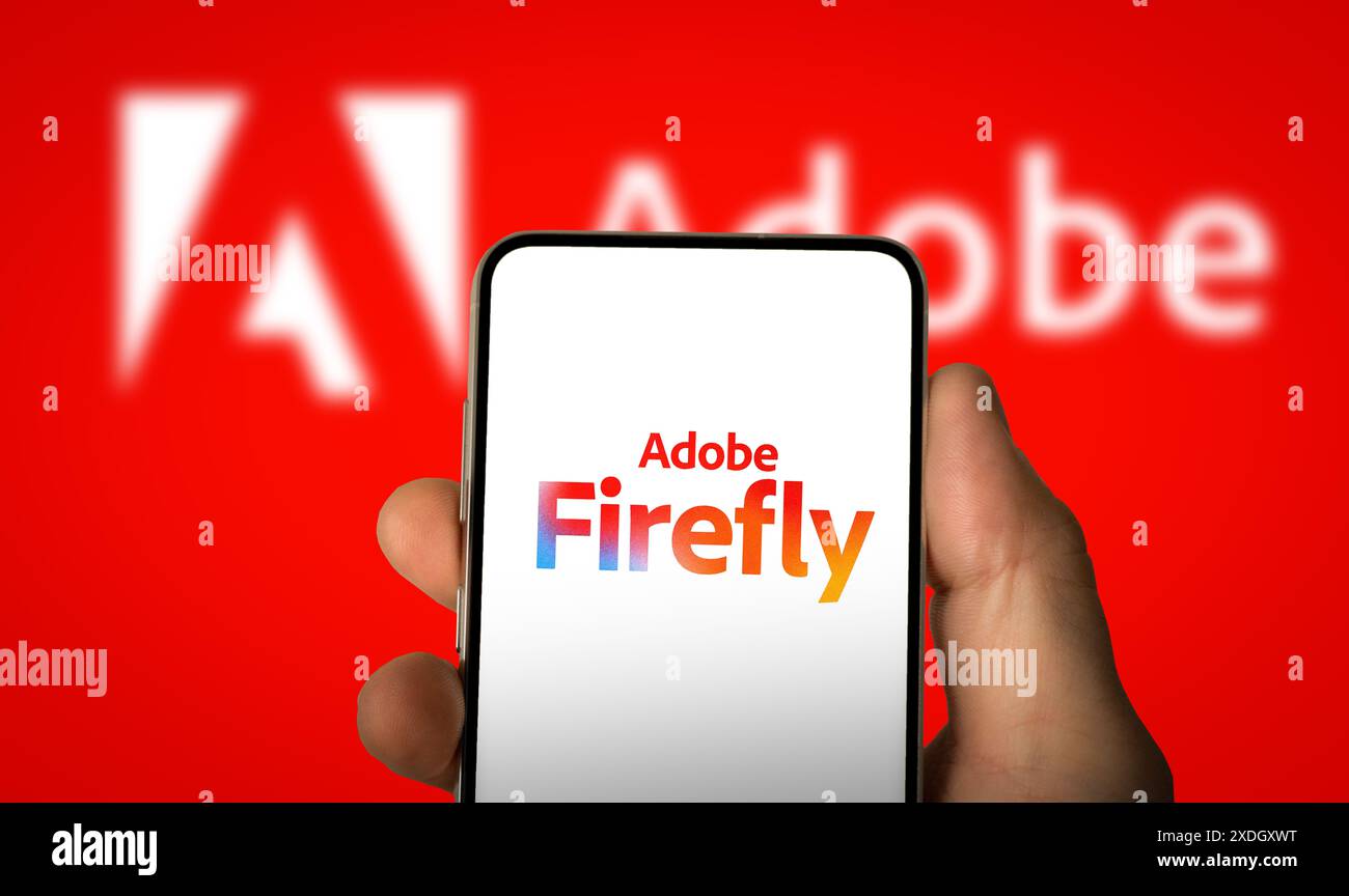 Technologie Adobe Firefly - affichée sur le smartphone Banque D'Images