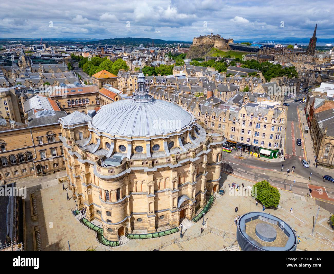 Vue aérienne du McEwan Hall de l'Université d'Édimbourg sur Bristo Square Édimbourg, Écosse, Royaume-Uni Banque D'Images