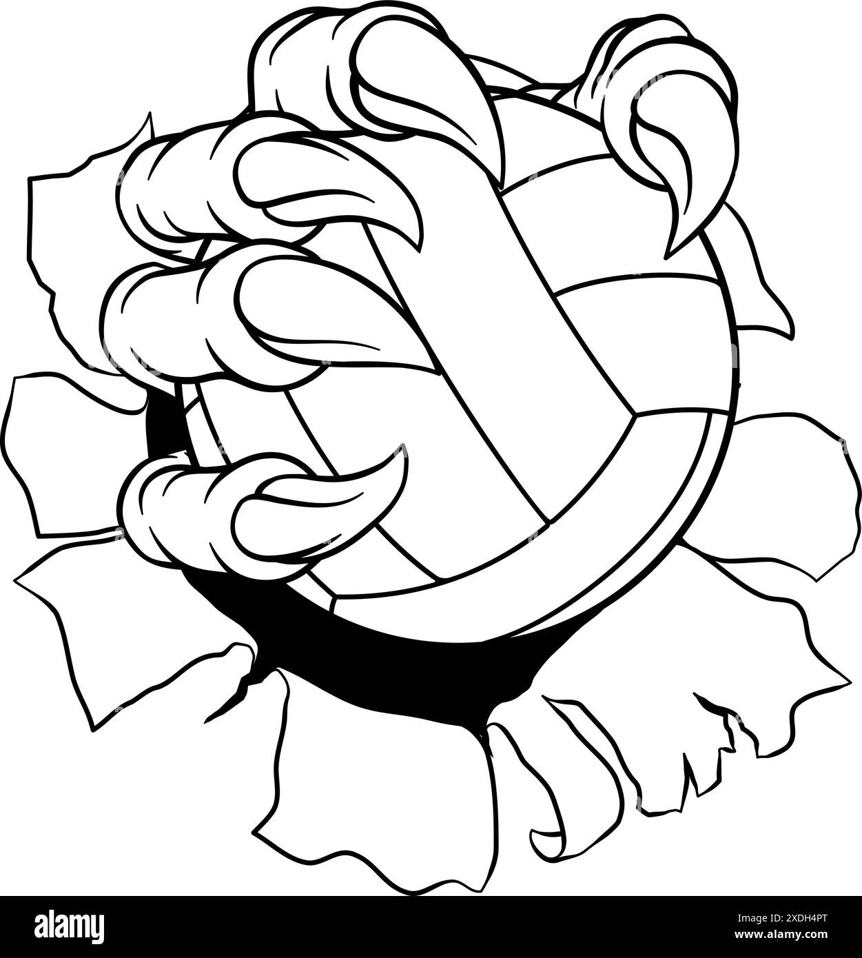 Griffe Softball Baseball ball Dragon Monster main Illustration de Vecteur