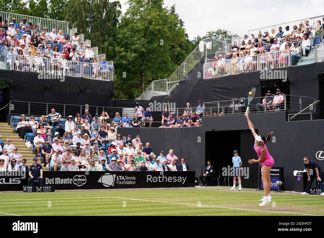 Ajla Tomljanovic en action contre Yulia Putintseva lors de la finale féminine en simple au neuvième jour du Rothesay Classic à Edgbaston Priory Club, Birmingham. Date de la photo : dimanche 23 juin 2024. Banque D'Images