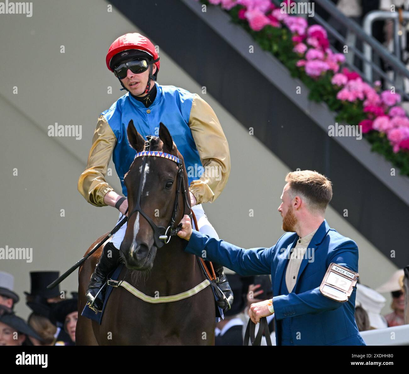 James Doyle à bord de Leovanni remportant les Queen Mary Stakes lors du Royal Ascot 2024 à l'hippodrome d'Ascot, Ascot photo de Nigel Bramley/Eclecticism Ltd Banque D'Images