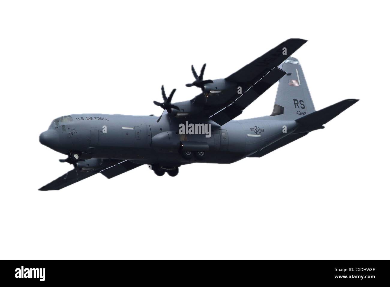 Kaiserslautern, Allemagne 15 août 2019 : un Lockheed C-130 Hercules de l'US Air Force approche de la base aérienne de Ramstein Banque D'Images