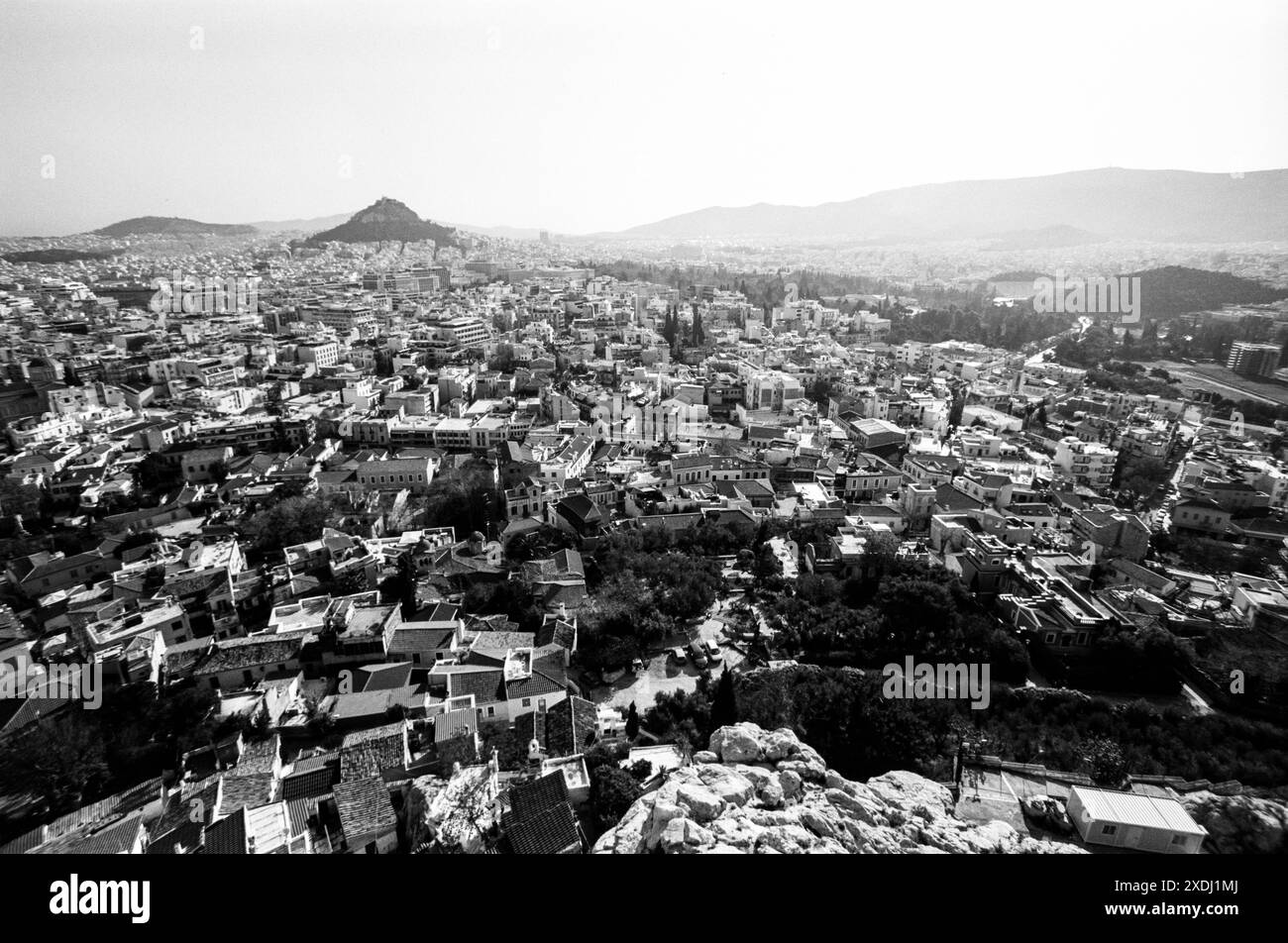 Mont Lycabette et paysage urbain d'Athènes, Grèce Banque D'Images