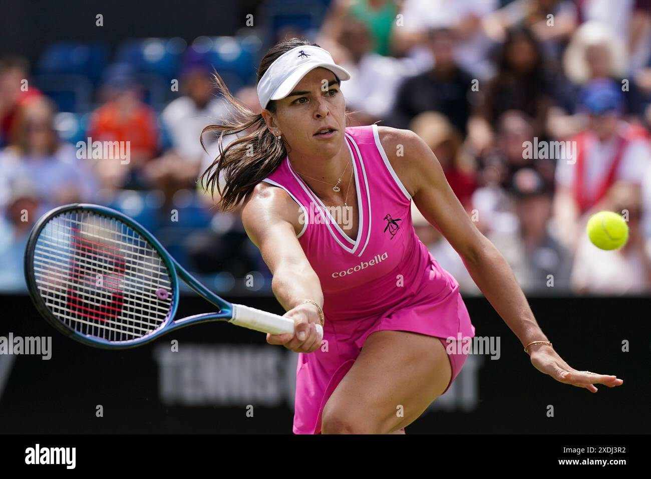 Ajla Tomljanovic en action contre Yulia Putintseva lors de la finale féminine en simple au neuvième jour du Rothesay Classic à Edgbaston Priory Club, Birmingham. Date de la photo : dimanche 23 juin 2024. Banque D'Images