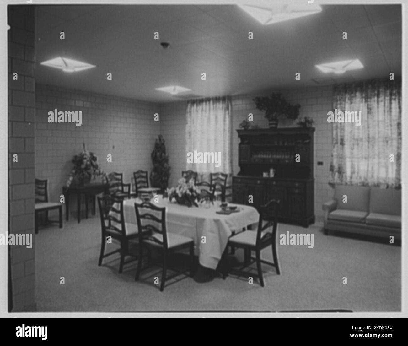 C.W. Post College, Marjorie Post Hall, long Island University, Greenvale, long Island. Cafétéria, salle à manger privée. Collection Gottscho-Schleisner Banque D'Images