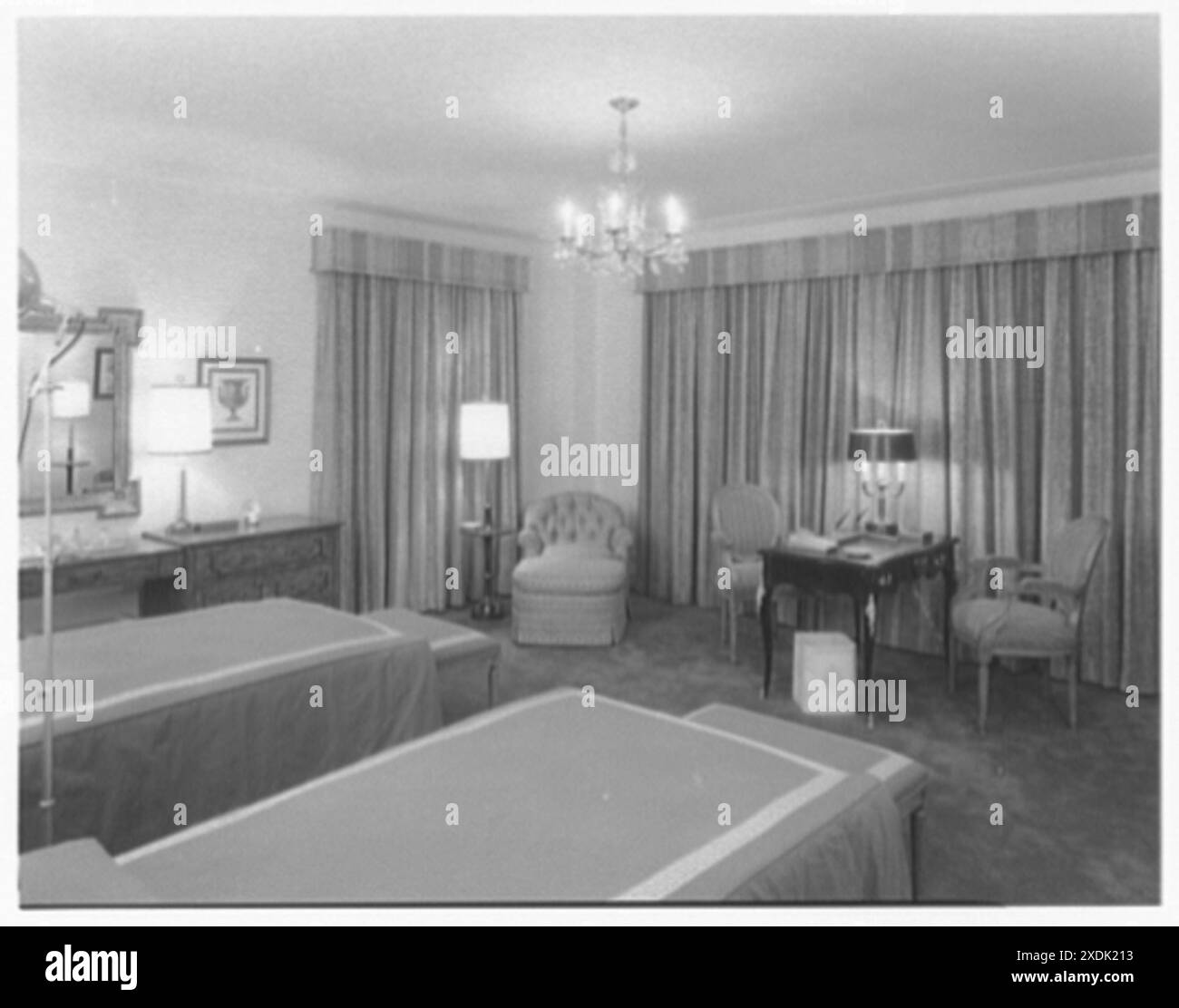 Essex House, appartement penthouse. Chambre verte. Collection Gottscho-Schleisner Banque D'Images