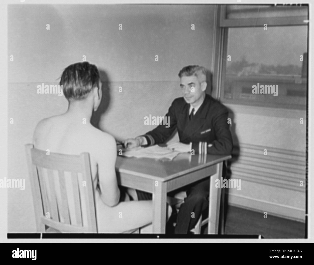 Station d'entraînement navale de Bainbridge. Induction, examen pyschiatrique. Collection Gottscho-Schleisner Banque D'Images