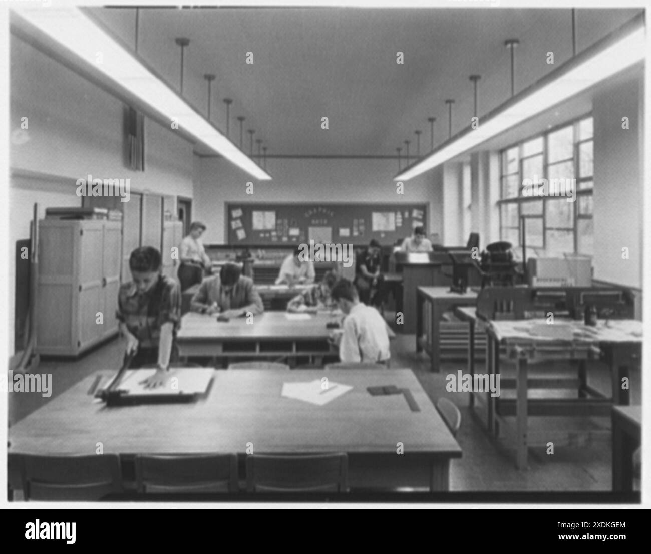 Walter R. Dolan Junior High School, Tom's Rd, Stamford, Connecticut. Illustrations graphiques Collection Gottscho-Schleisner Banque D'Images