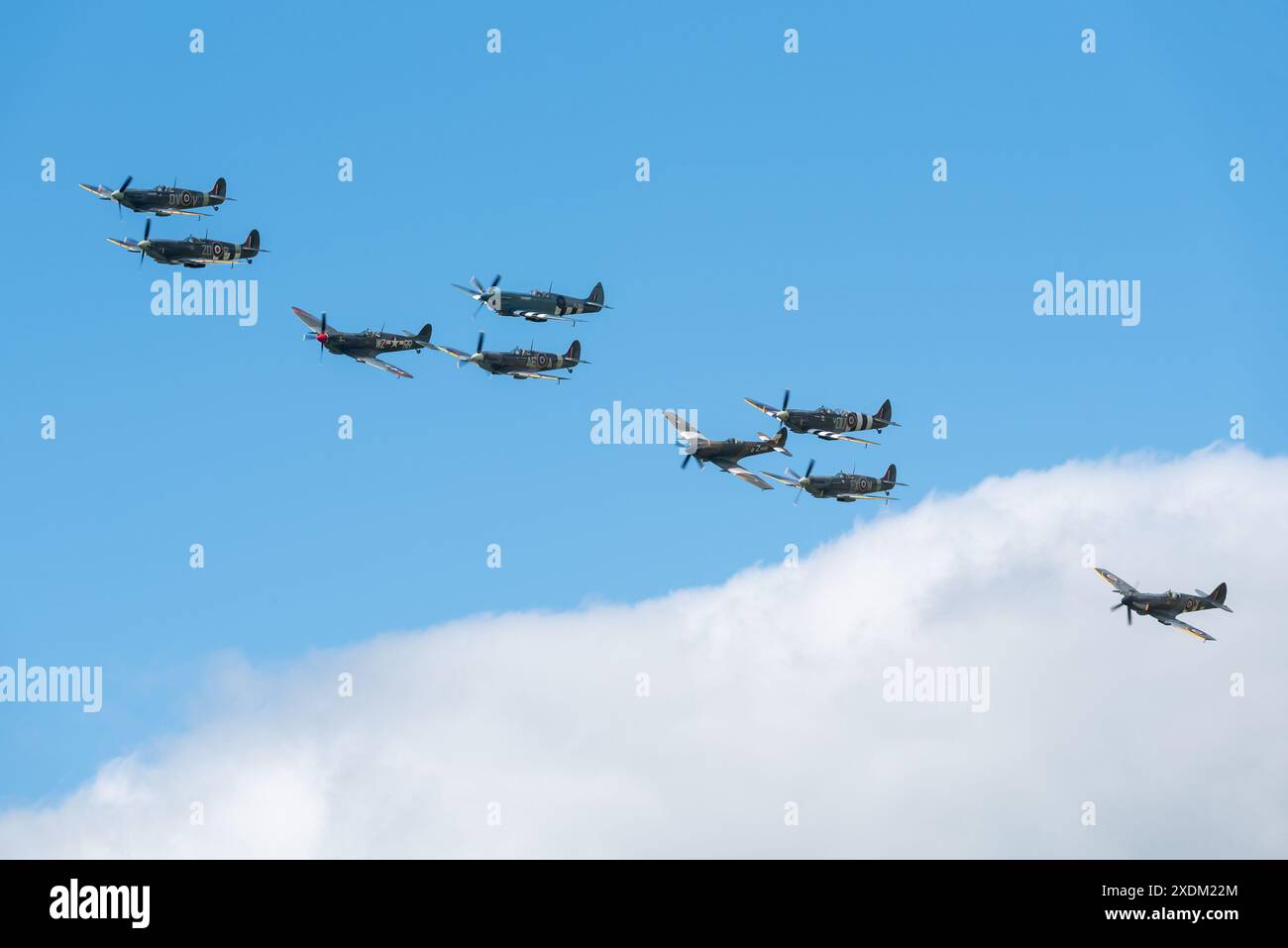 Aérodrome de Sywell, Northamptonshire, Royaume-Uni. 23 juin 2024. Le Sywell Airshow est un nouvel événement sur le calendrier du salon aéronautique avec un thème spécifique des avions de la seconde Guerre mondiale, y compris plusieurs Supermarine Spitfire, comme ici Banque D'Images