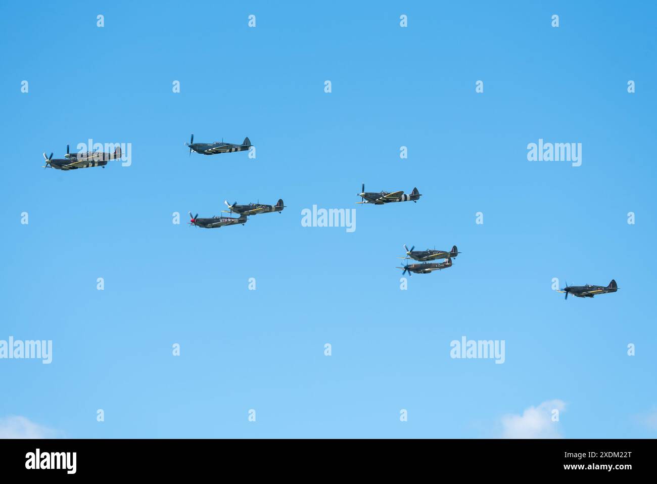 Aérodrome de Sywell, Northamptonshire, Royaume-Uni. 23 juin 2024. Le Sywell Airshow est un nouvel événement sur le calendrier du salon aéronautique avec un thème spécifique des avions de la seconde Guerre mondiale, y compris plusieurs Supermarine Spitfire, comme ici Banque D'Images