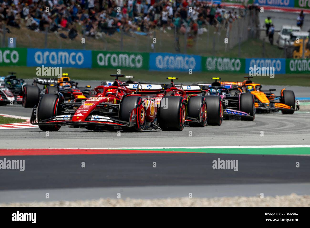 Montmelo, Espagne, 23 juin, Charles Leclerc, de Monaco, concourt pour Ferrari. Jour de la course, manche 10 du championnat de formule 1 2024. Crédit : Michael Potts/Alamy Live News Banque D'Images